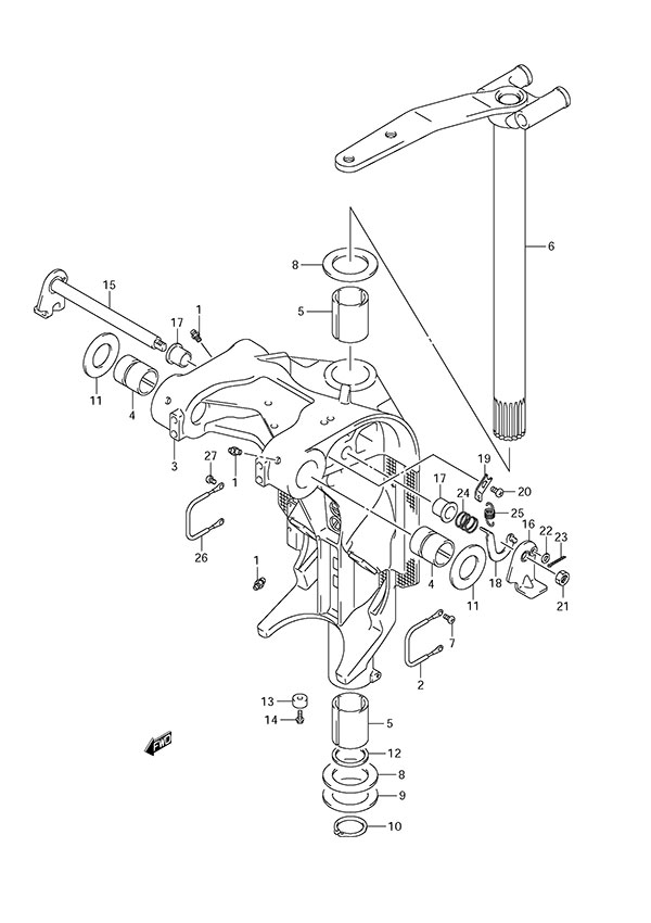 Swivel Bracket - Suzuki DF 150 Parts Listings<br>2006 to 15001F-680001 to 15001F-68XXXX 15001Z-680001 to 15001Z-68XXXX