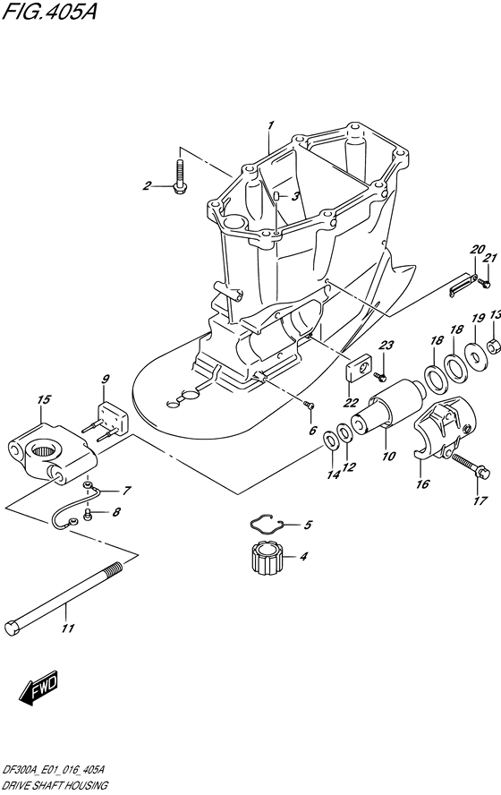 Drive Shaft Housing w/Transom (X) - Suzuki DF 300 Parts Listings<br>2021 to 30003P-140001 to 30002P-14XXXX