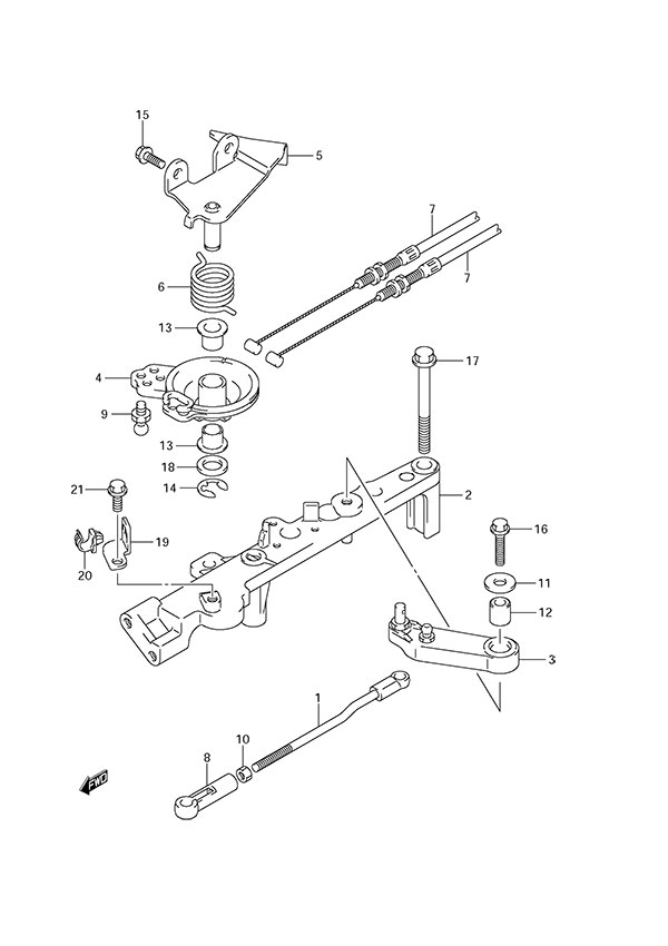 Throttle Rod - Suzuki DF 175 Parts Listings<br>2015 to 17502F-510001 to 17502F-51XXXX 17502Z-510001 to 17502Z-51XXXX