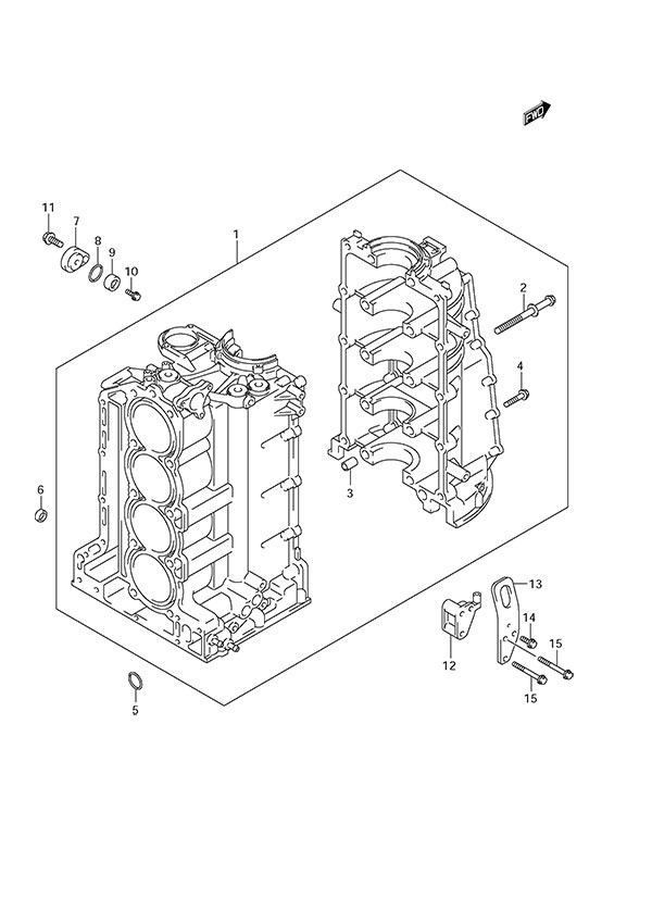 Cylinder Block - Suzuki DF 175 Parts Listings<br>2016 to 17502F-610001 to 17502F-61XXXX 17502Z-610001 to 17502Z-61XXXX