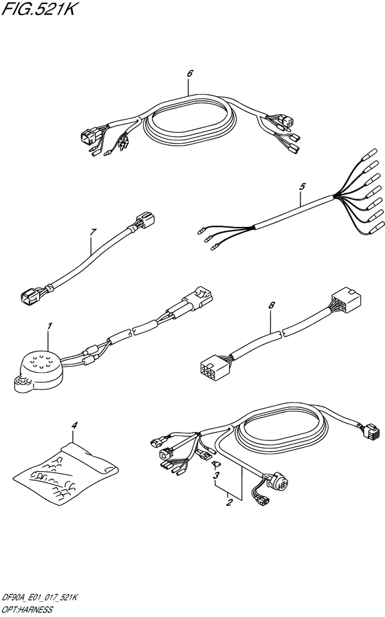 Opt: Harness - Suzuki DF 90 Parts Listings<br>2019 to 09003F-910001 to 09003F-91XXXX