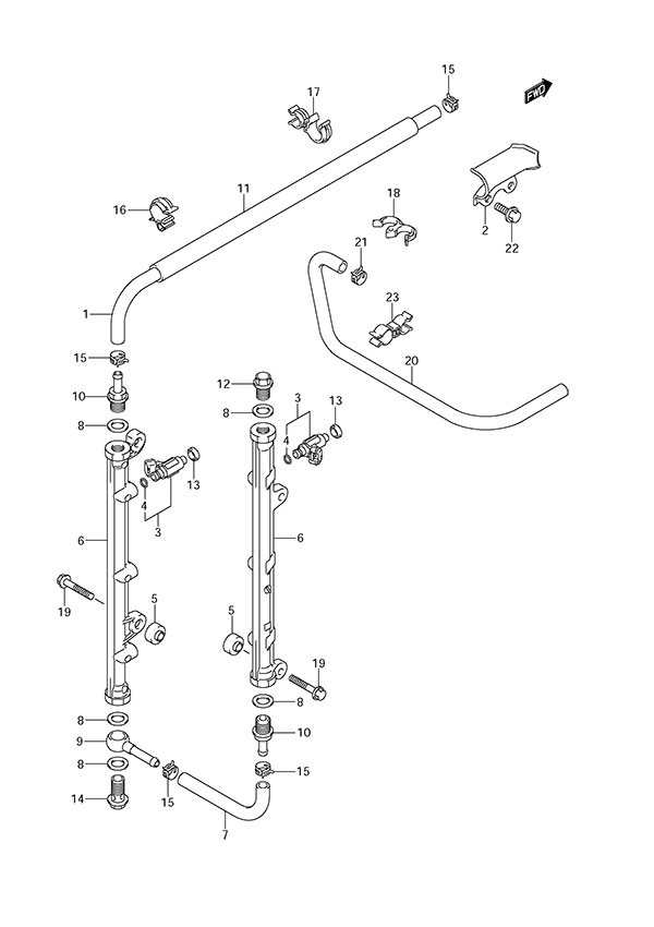 Fuel Injector - Suzuki DF 300 Parts Listings<br>2008 to 30001F-880001 to 30001F-88XXXX  30001Z-880001 to 30001Z-88XXXX