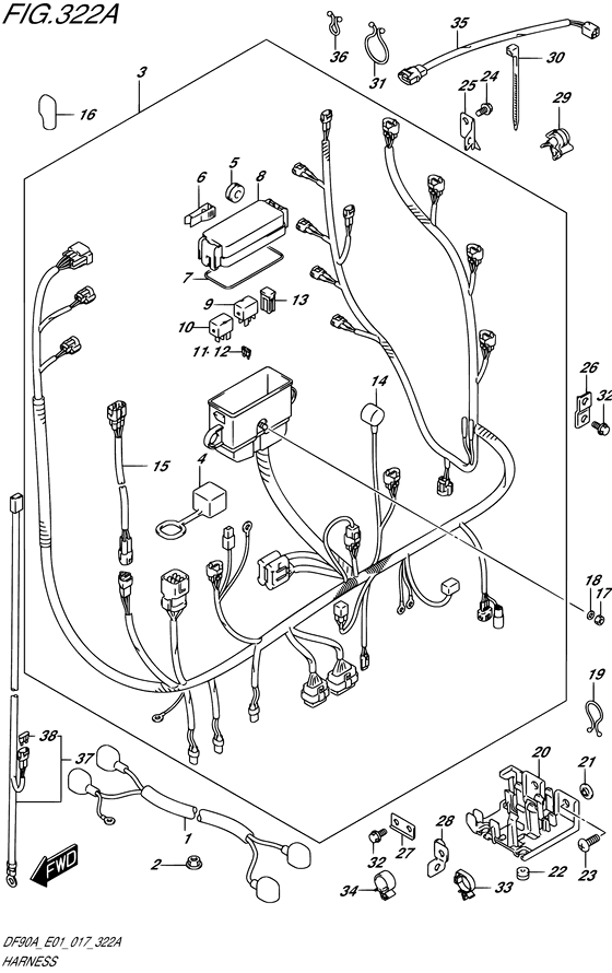 Harness - Suzuki DF 90 Parts Listings<br>2020 to 09003F-040001 to 09003F-04XXXX