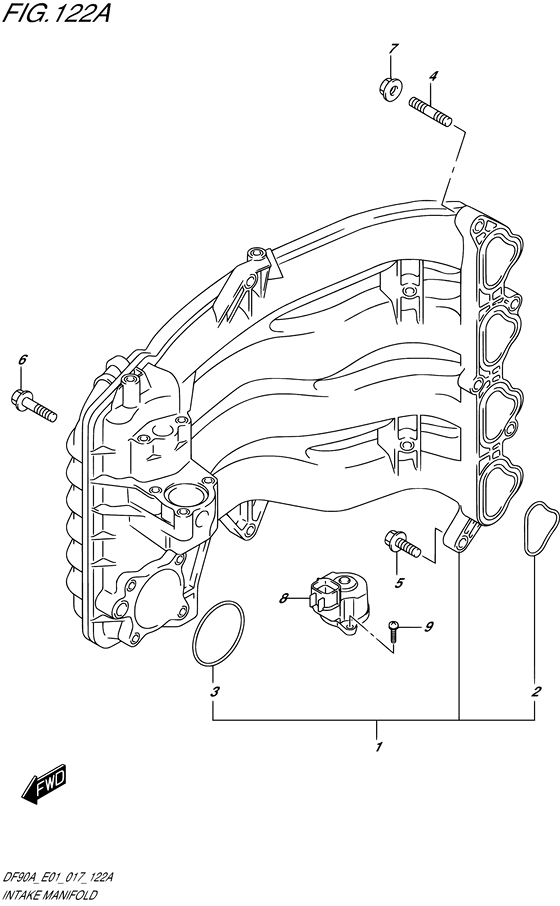 Intake Manifold - Suzuki DF 90 Parts Listings<br>2023 to 09003F-340001 to 09003F-34XXXX