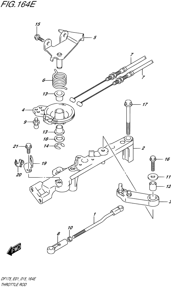 Throttle Rod - Suzuki DF 150 Parts Listings<br>2020 to 15003F-040001 to 15003F-04XXXX 15003Z-040001 to 15002Z-04XXXX