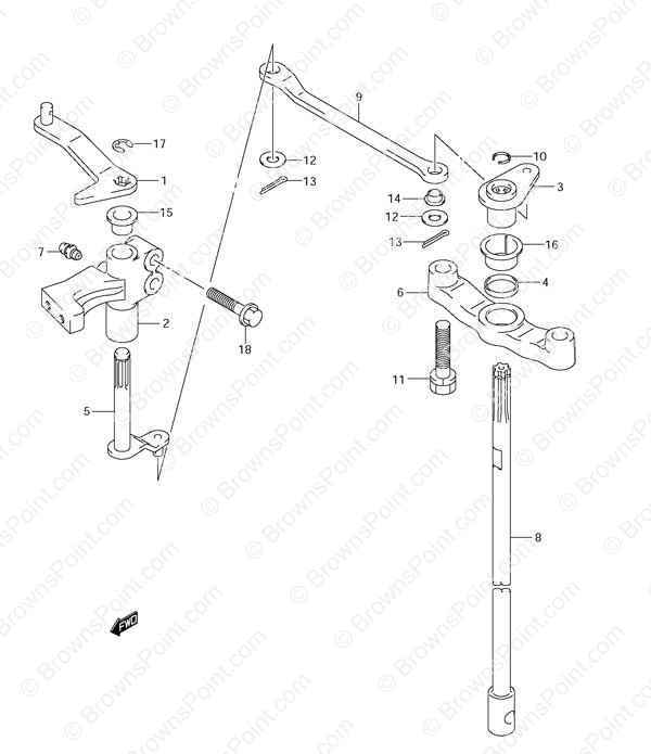 Clutch Shaft (S/N 373695 & Older) - Suzuki DF 115 Parts Listings<br>2006 to 11501F-680001 to 11501F-68XXXX