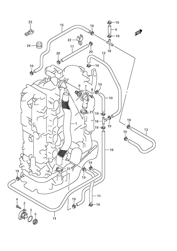 Thermostat - Suzuki DF 175 Parts Listings<br>2012 to 17502F-210001 to 17502F-21XXXX 17502Z-210001 to 17502Z-21XXXX