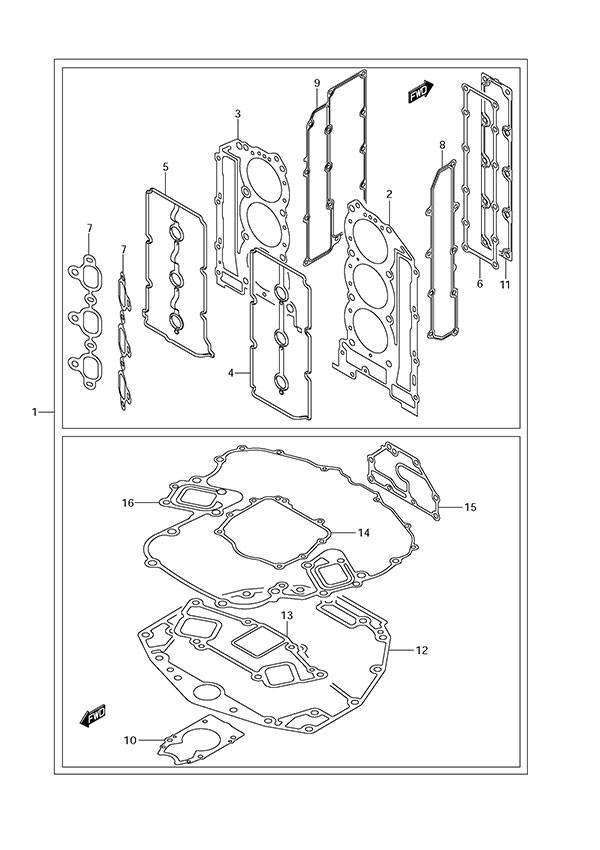 Opt: Gasket Set - Suzuki DF 300 Parts Listings<br>2009 to 30001F-980001 to 30001F-98XXXX  30001Z-980001 to 30001Z-98XXXX