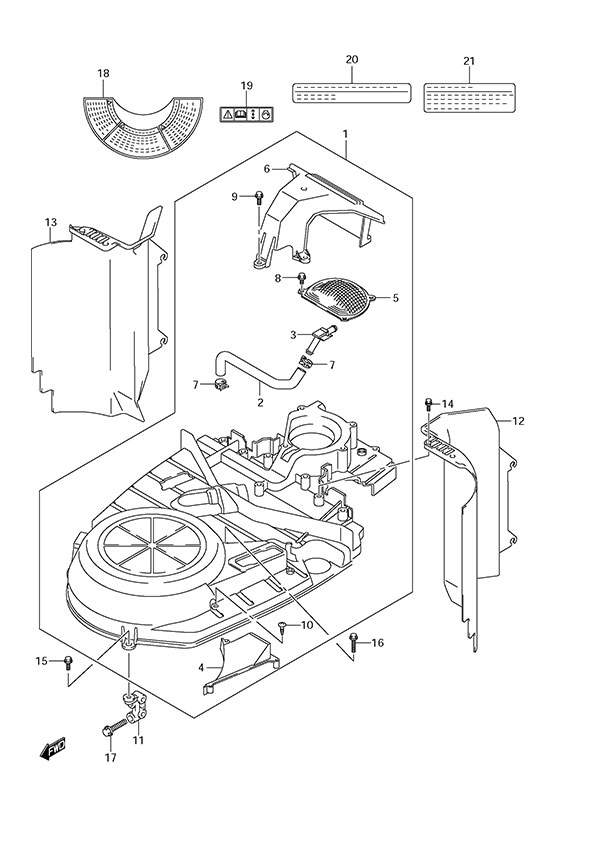 Ring Gear Cover - Suzuki DF 300 Parts Listings<br>2009 to 30001F-980001 to 30001F-98XXXX  30001Z-980001 to 30001Z-98XXXX