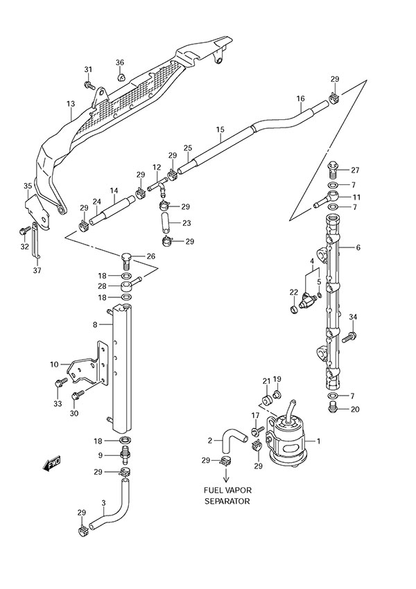 Fuel Injector - Suzuki DF 175 Parts Listings<br>2015 to 17502F-510001 to 17502F-51XXXX 17502Z-510001 to 17502Z-51XXXX