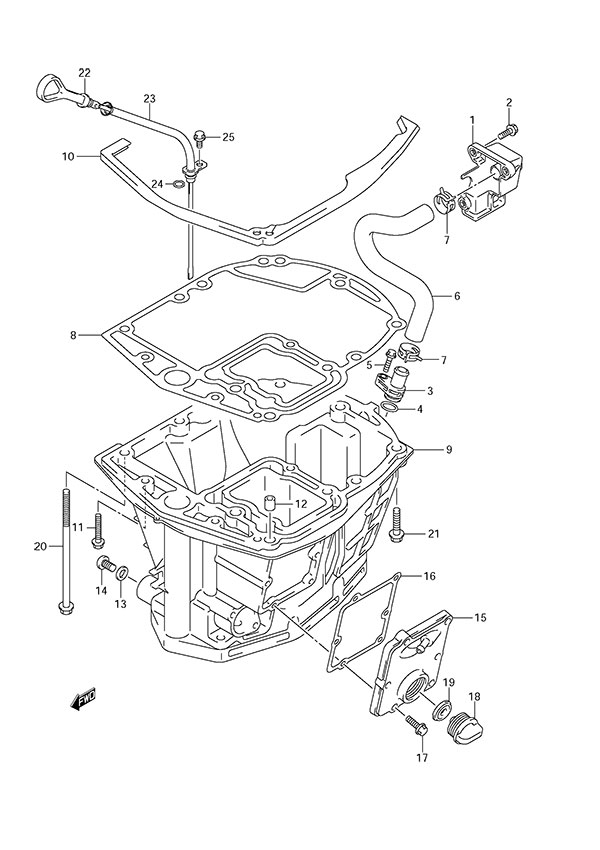 Oil Pan - Suzuki DF 150 Parts Listings<br>2007 to 15001F-880001 to 15001F-88XXXX 15001Z-880001 to 15001Z-88XXXX