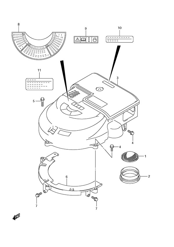 Suzuki DF 150 Silencer/Ring Gear Cover