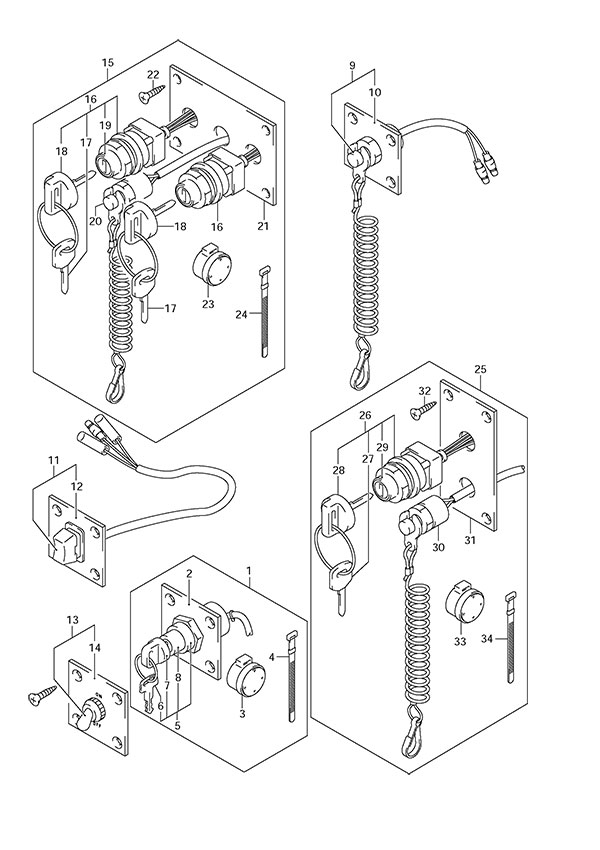 Opt: Switch - Suzuki DF 150 Parts Listings<br>2013 to 15002F-310001 to 15002F-31XXXX 15002Z-310001 to 15002Z-31XXXX