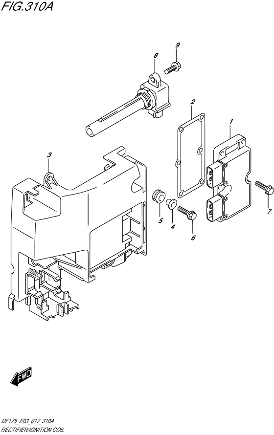 Rectifier/Ignition Coil - Suzuki DF 175 Parts Listings<br>2017 to 17502F-710001 to 17502F-71XXXX 17502Z-710001 to 17502Z-71XXXX