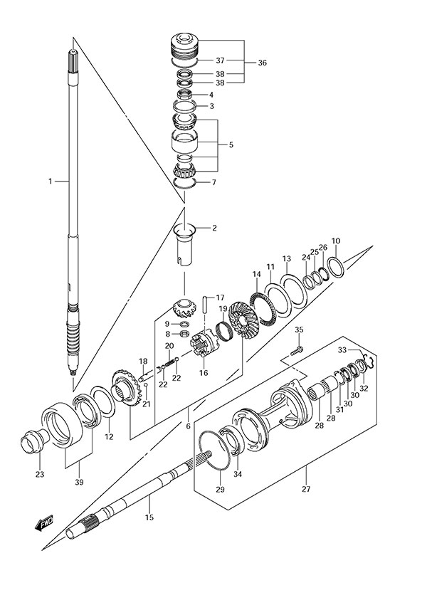 Transmission(C/R) - Suzuki DF 150 Parts Listings<br>2007 to 15001F-880001 to 15001F-88XXXX 15001Z-880001 to 15001Z-88XXXX