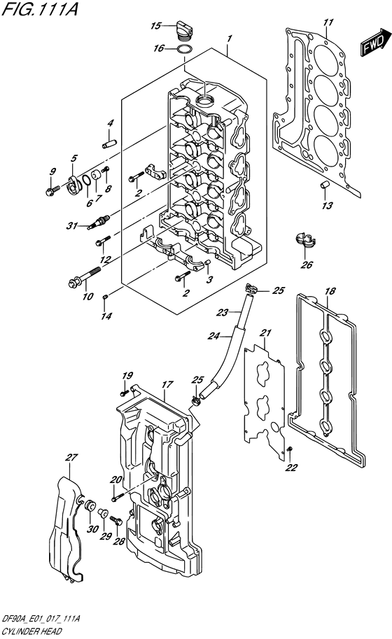 Cylinder Head - Suzuki DF 90 Parts Listings<br>2019 to 09003F-910001 to 09003F-91XXXX