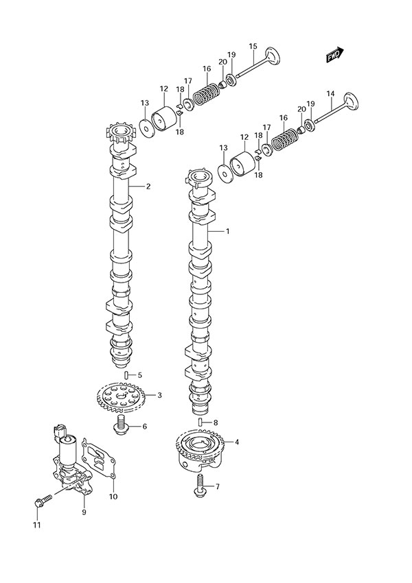 Camshaft - Suzuki DF 175 Parts Listings<br>2011 to 17502F-110001 to 17502F-11XXXX 17502Z-110001 to 17502Z-11XXXX