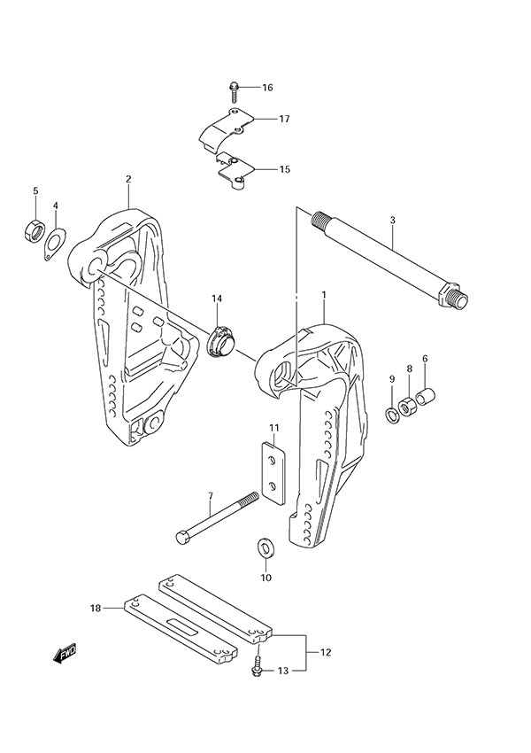 Clamp Bracket - Suzuki DF 150 Parts Listings<br>2012 to 15002F-210001 to 15002F-21XXXX 15002Z-210001 to 15002Z-21XXXX