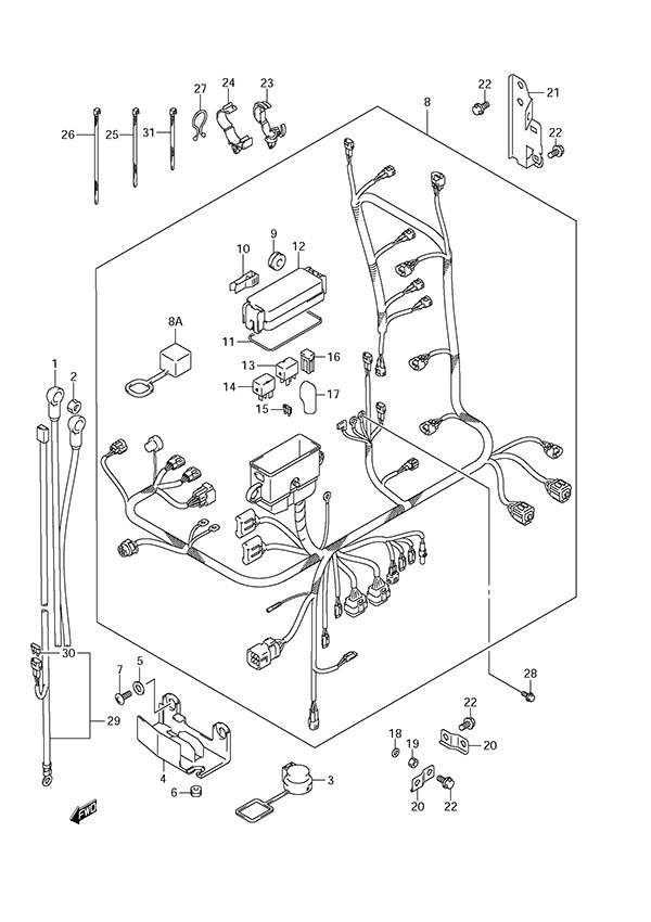 Harness - Suzuki DF 175 Parts Listings<br>2011 to 17502F-110001 to 17502F-11XXXX 17502Z-110001 to 17502Z-11XXXX