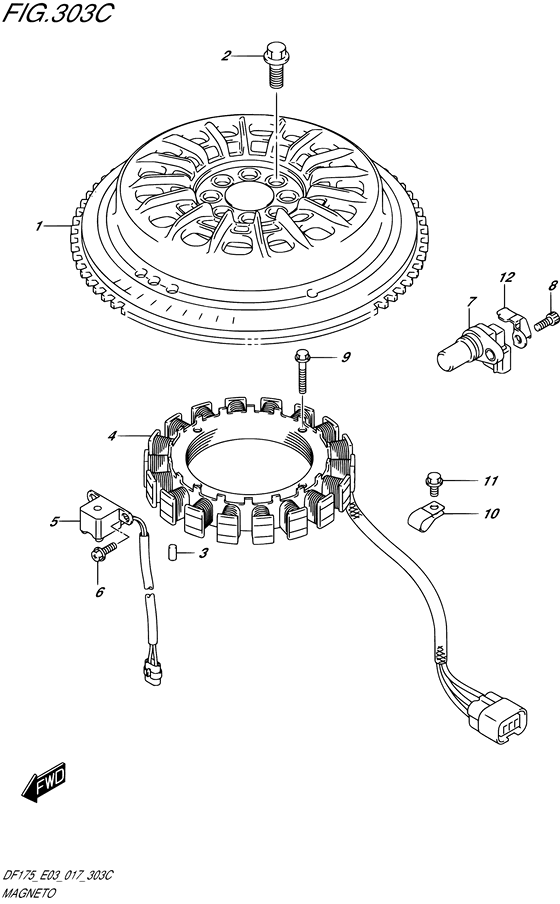 Magneto - Suzuki DF 175 Parts Listings<br>2019 to 17503F-910001 to 17503F-91XXXX 17503Z-910001 to 17503Z-91XXXX