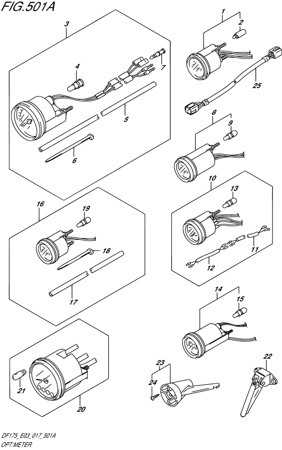 Opt: Meter - Suzuki DF 175 Parts Listings<br>2023 to 17503F-340001 to 17503F-34XXXX 17503Z-340001 to 17503Z-34XXXX