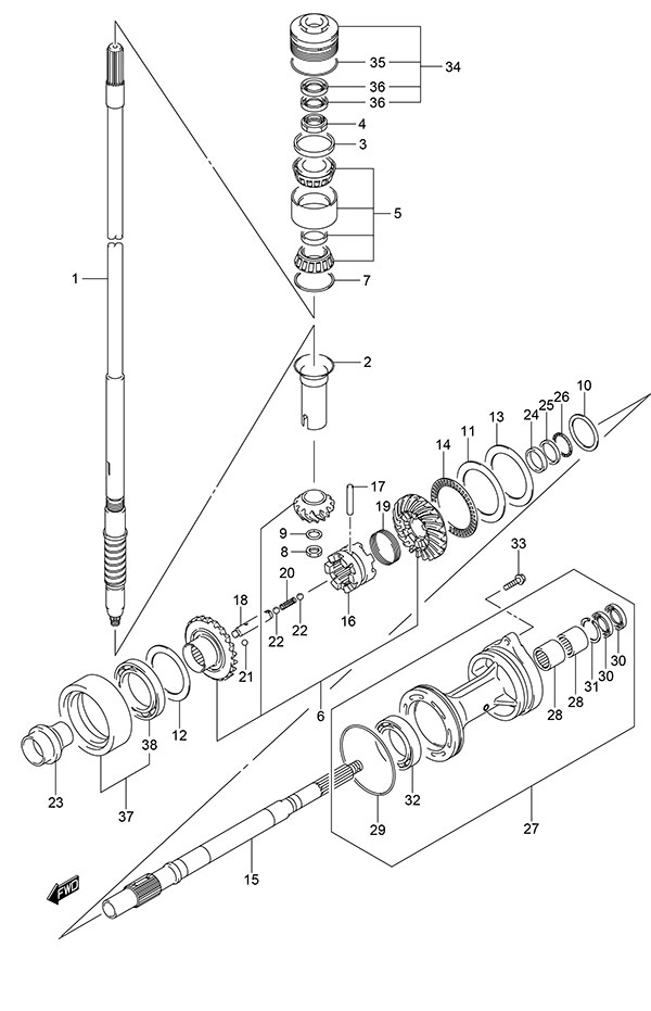 Transmission (C/R) - Suzuki DF 175 Parts Listings<br>2016 to 17502F-610001 to 17502F-61XXXX 17502Z-610001 to 17502Z-61XXXX