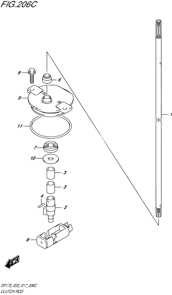 Suzuki DF 175 Clutch Rod