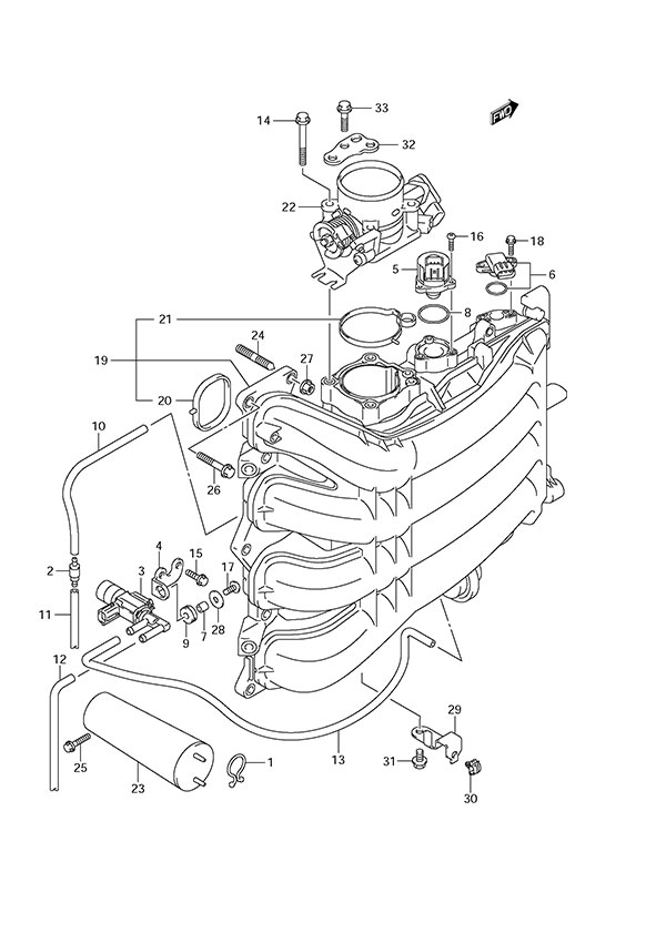 Intake Manifold/Throttle Body - Suzuki DF 175 Parts Listings<br>2008 to 17501F-880001 to 17501F-88XXXX 17501Z-880001 to 17501Z-88XXXX