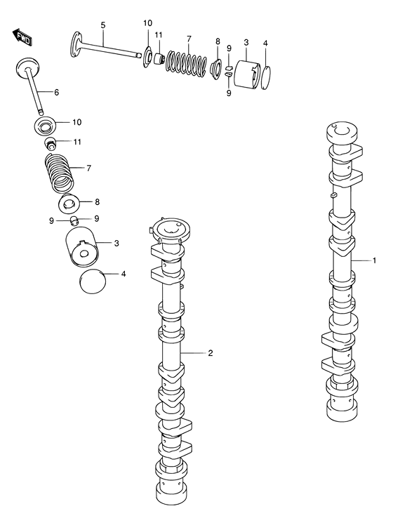 Camshaft - Suzuki DF 140 Parts Listings<br>2005 to 14001F-510001 to 14001F-51XXXX 14001Z-510001 to 14001Z-51XXXX