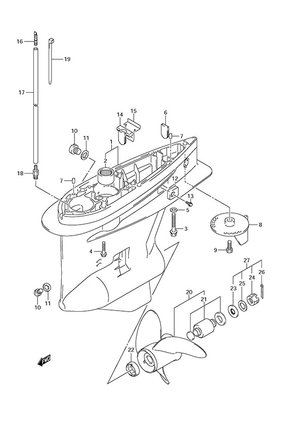 Gear Case(C/R) - Suzuki DF 150 Parts Listings<br>2011 to 15002F-110001 to 15002F-11XXXX 15002Z-110001 to 15002Z-11XXXX