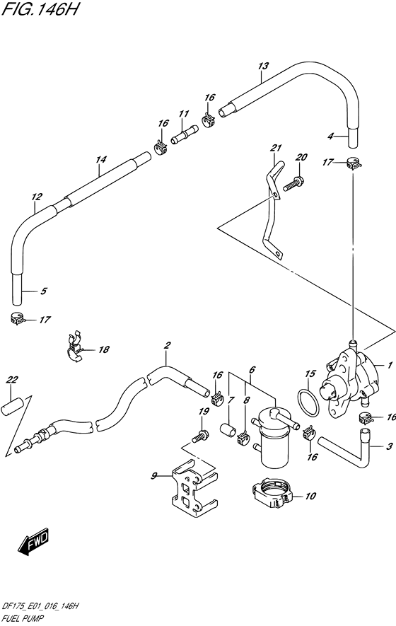 Fuel Pump - Suzuki DF 175 Parts Listings<br>2016 to 17502F-610001 to 17502F-61XXXX 17502Z-610001 to 17502Z-61XXXX