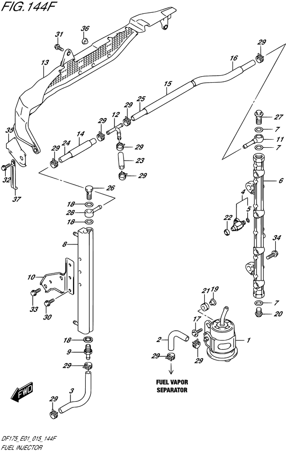 Fuel Injector - Suzuki DF 150 Parts Listings<br>2022 to 15003F-240001 to 15003F- 24XXXX 15003Z-240001 to 15003Z-24XXXX