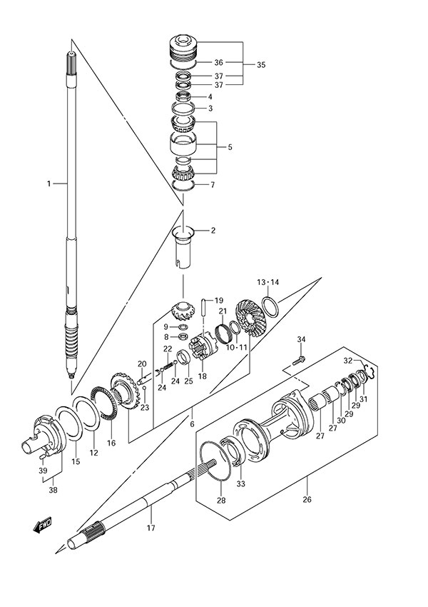 Transmission - Suzuki DF 150 Parts Listings<br>2013 to 15002F-310001 to 15002F-31XXXX 15002Z-310001 to 15002Z-31XXXX