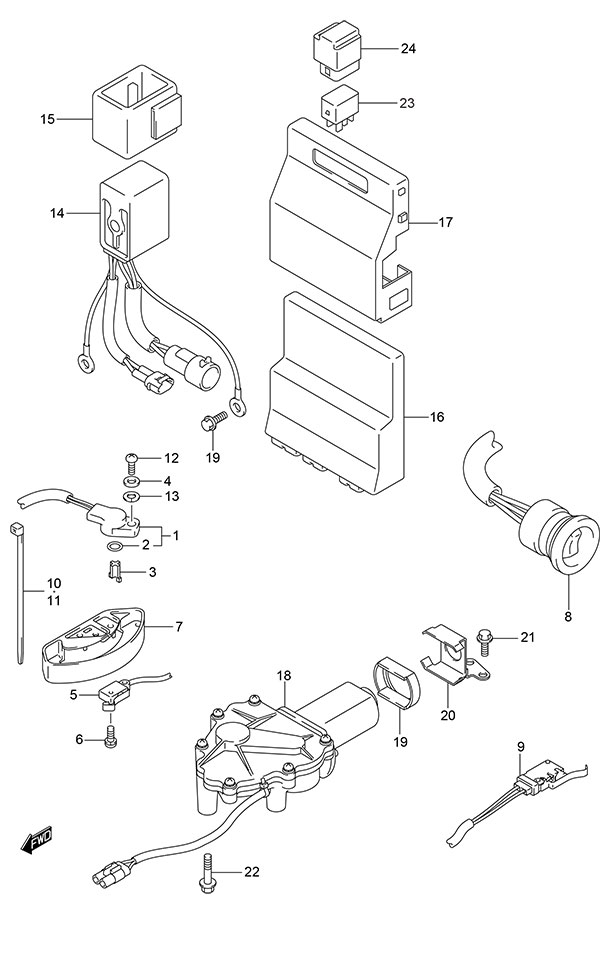 PTT Switch/Engine Control Unit(Model: TG/ZG) - Suzuki DF 175 Parts Listings<br>2014 to 17502F-410001 to 17502F-41XXXX 17502Z-410001 to 17502Z-41XXXX