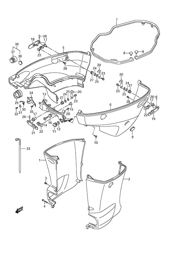 Side Cover - Suzuki DF 150 Parts Listings<br>2013 to 15002F-310001 to 15002F-31XXXX 15002Z-310001 to 15002Z-31XXXX