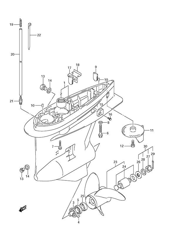 Gear Case(C/R) - Suzuki DF 175 Parts Listings<br>2014 to 17502F-410001 to 17502F-41XXXX 17502Z-410001 to 17502Z-41XXXX