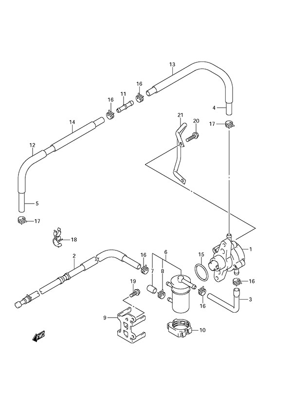 Fuel Pump(2009&amp;Newer) - Suzuki DF 150 Parts Listings<br>2011 to 15002F-110001 to 15002F-11XXXX 15002Z-110001 to 15002Z-11XXXX