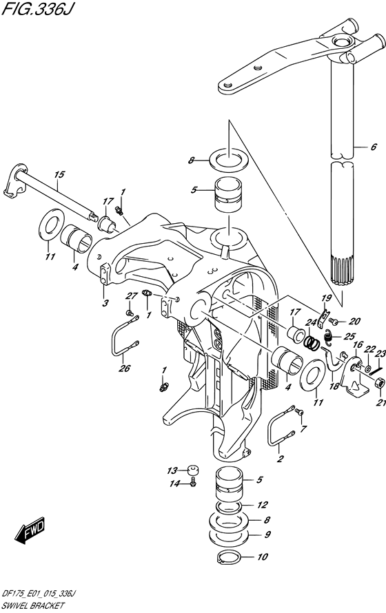 Swivel Bracket - Suzuki DF 150 Parts Listings<br>2020 to 15003F-040001 to 15003F-04XXXX 15003Z-040001 to 15002Z-04XXXX