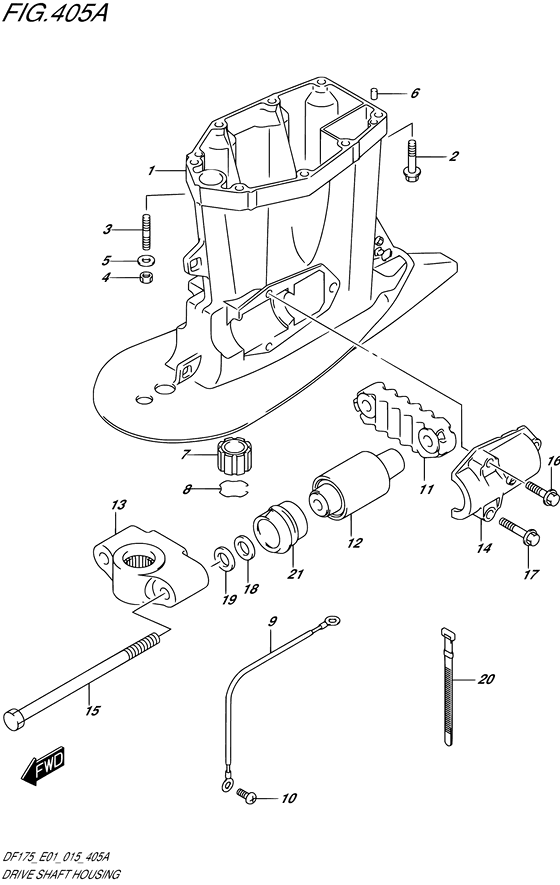 Drive Shaft Housing - Suzuki DF 150 Parts Listings<br>2016 to 15002F-610001 to 15002F-61XXXX 15002Z-610001 to 15002Z-61XXXX