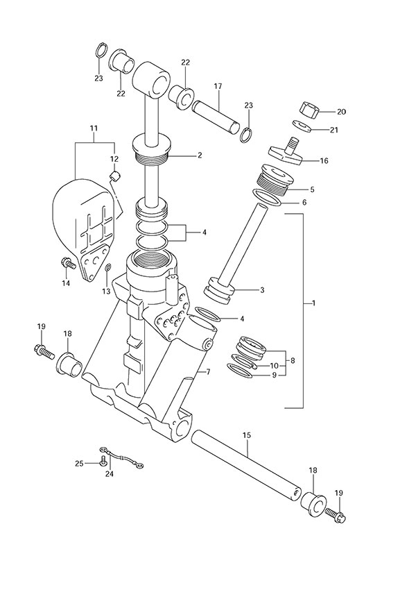 Trim Cylinder - Suzuki DF 175 Parts Listings<br>2011 to 17502F-110001 to 17502F-11XXXX 17502Z-110001 to 17502Z-11XXXX