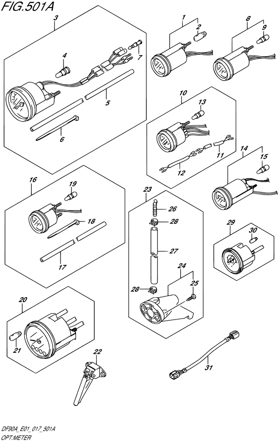 Opt: Meter - Suzuki DF 90 Parts Listings<br>2020 to 09003F-040001 to 09003F-04XXXX