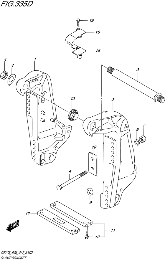 Clamp Bracket - Suzuki DF 175 Parts Listings<br>2023 to 17503F-340001 to 17503F-34XXXX 17503Z-340001 to 17503Z-34XXXX