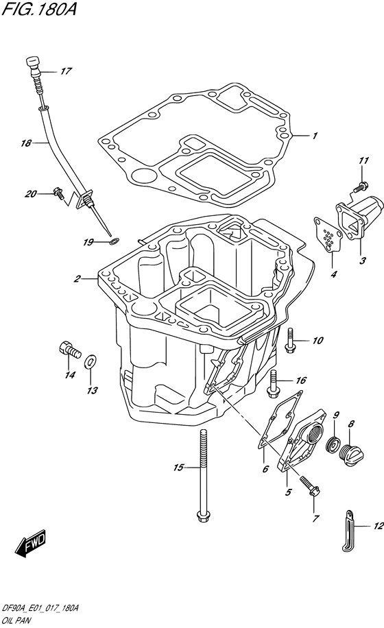 Oil Pan - Suzuki DF 90 Parts Listings<br>2021 to 09003F-140001 to 09003F-14XXXX