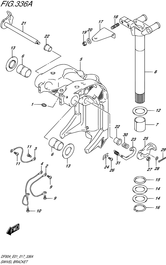 Swivel Bracket - Suzuki DF 90 Parts Listings<br>2019 to 09003F-910001 to 09003F-91XXXX