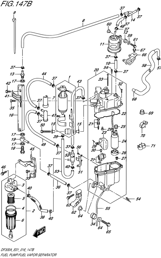 Suzuki DF 300 Fuel Pump/Fuel Vapor Separator