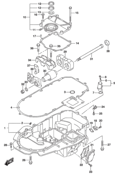 Suzuki DF 150 Silencer/Ring Gear Cover