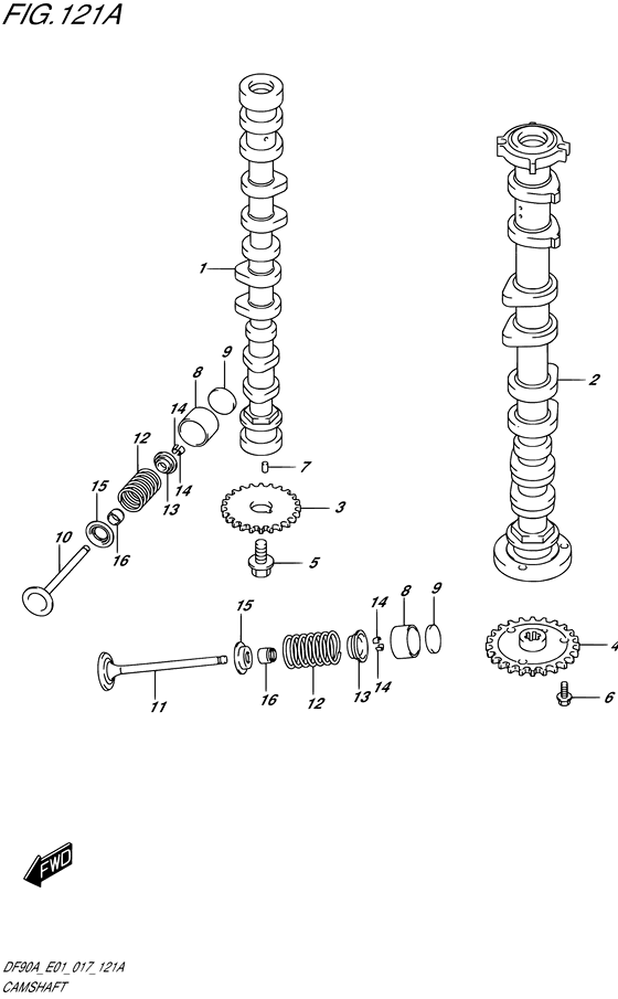 Camshaft - Suzuki DF 90 Parts Listings<br>2018 to 09003F-810001 to 09003F-81XXXX