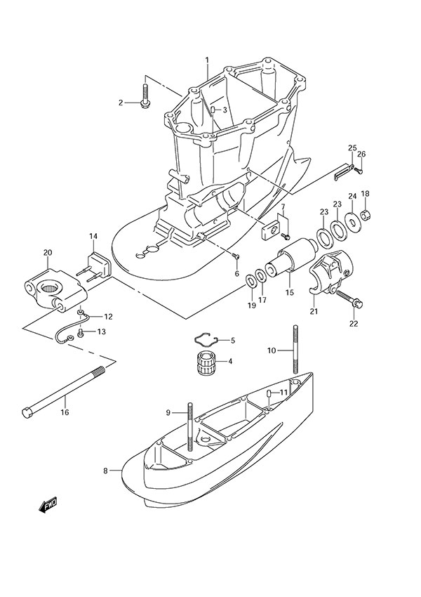 Drive Shaft Housing - Suzuki DF 300 Parts Listings<br>2009 to 30001F-980001 to 30001F-98XXXX  30001Z-980001 to 30001Z-98XXXX