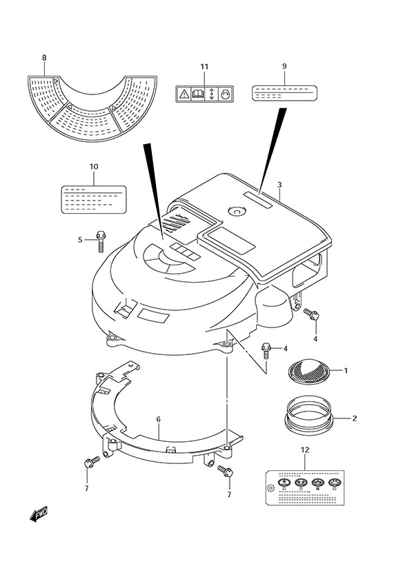 Silencer/ Ring Gear Cover - Suzuki DF 150 Parts Listings<br>2014 to 15002F-410001 to 15002F-41XXXX 15002Z-410001 to 15002Z-41XXXX