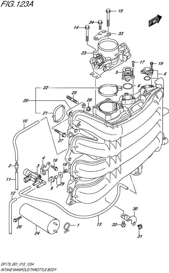 Intake Manifold/Throttle Body - Suzuki DF 150 Parts Listings<br>2023 to 15003F-340001 to 15003F-34XXXX 15003Z-340001 to 15003Z-34XXXX